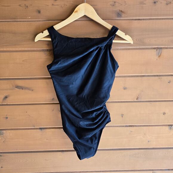 Miraclesuit Avra Swimsuit NWOT One Piece Black US 8 Swim Bathing Suit Slimming - Picture 2 of 5